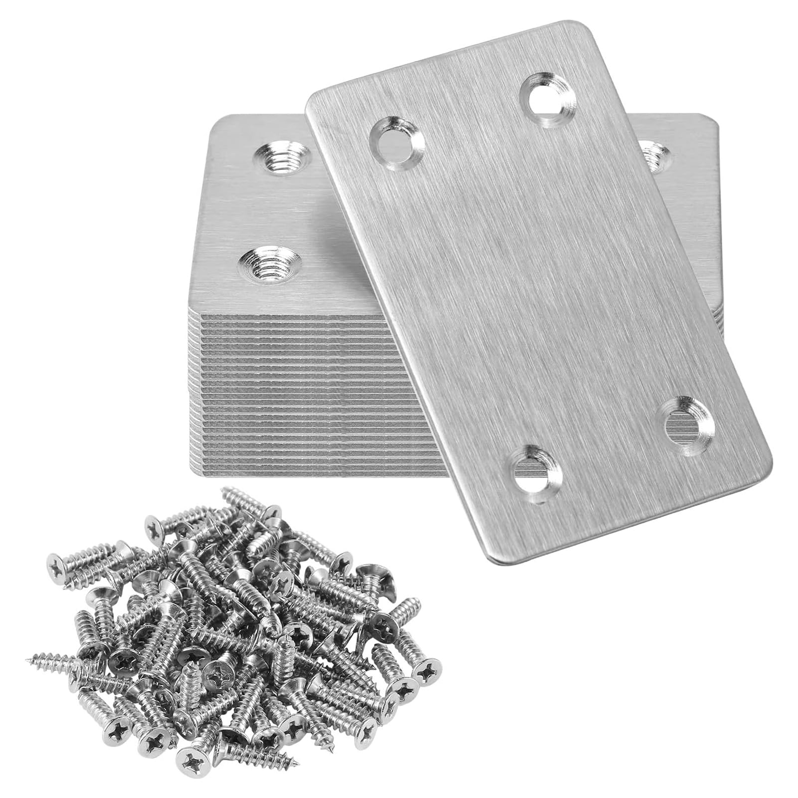 Kaccde 38X60mm 20Pcs Stainless Steel Fixed Angles Brackets Metal Straight Brace Repair Joining Fixing Bracket With Screws Wood Bracket Connector