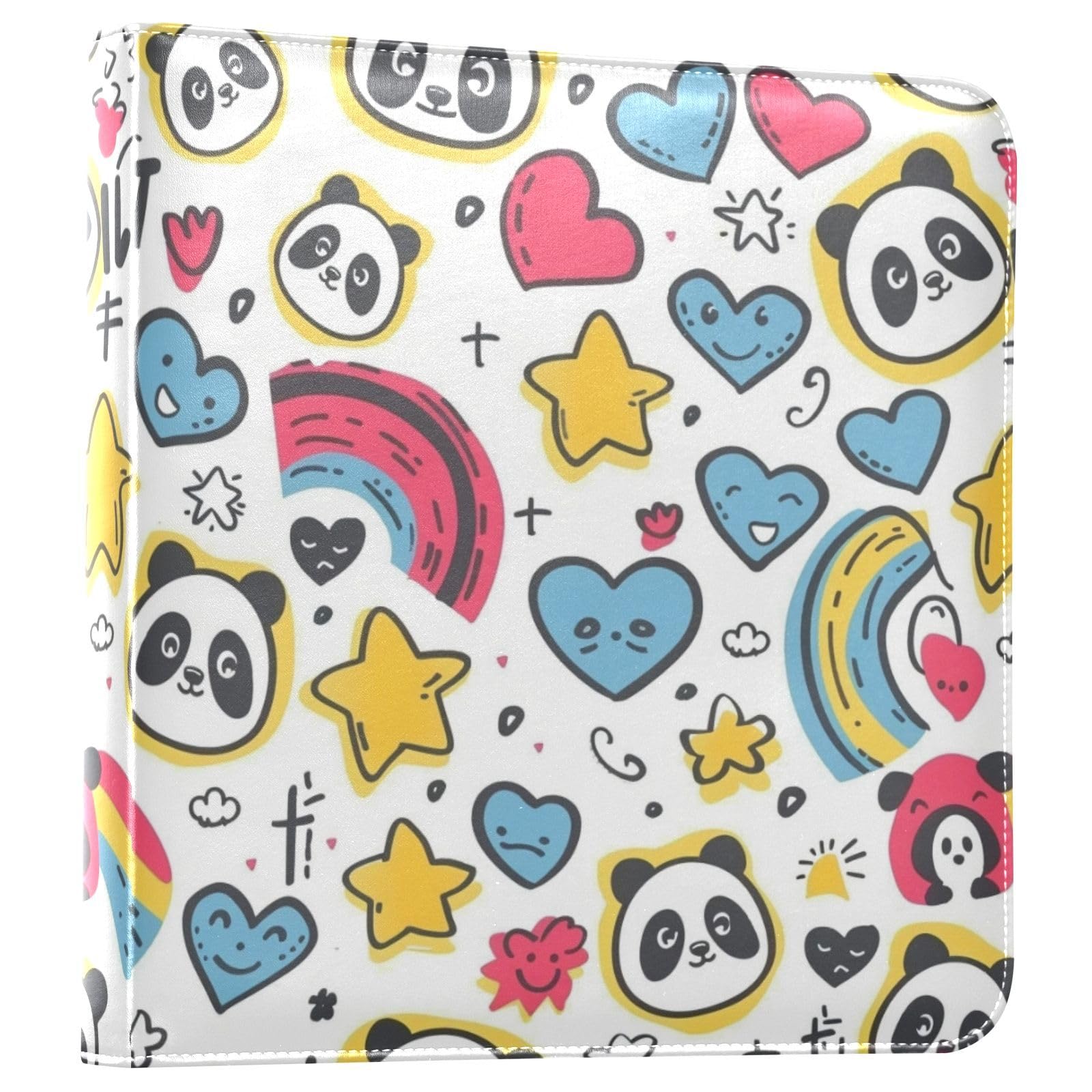 JIPONI Cute Panda Large Photo Album, DIY Leather Cover Scrapbook Albums for 4x6 5x7 6x8 Pictures, Self Adhesive Memory Book for Wedding, Baby, Family