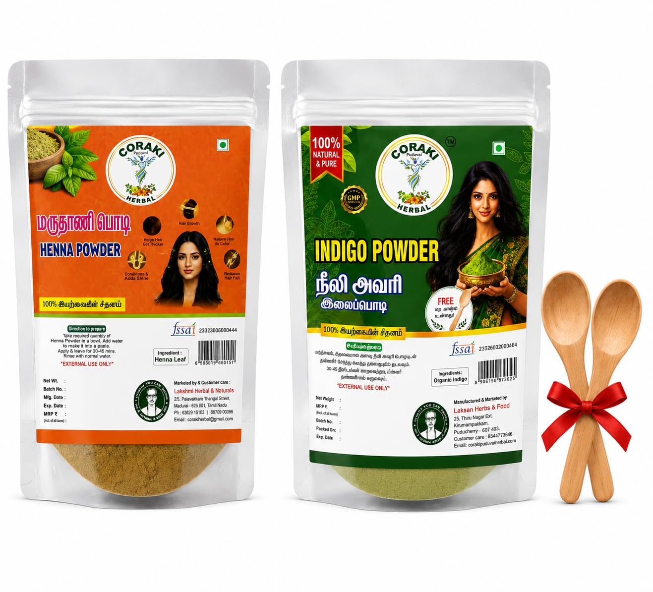 Herbal Henna & Indigo Powder Combo Pack 50g+50g | Chemical Free, Promotes Hair Growth, Reduces Hair Fall, 2 Wooden Spoons Free, Natural Hair Colour-image-13