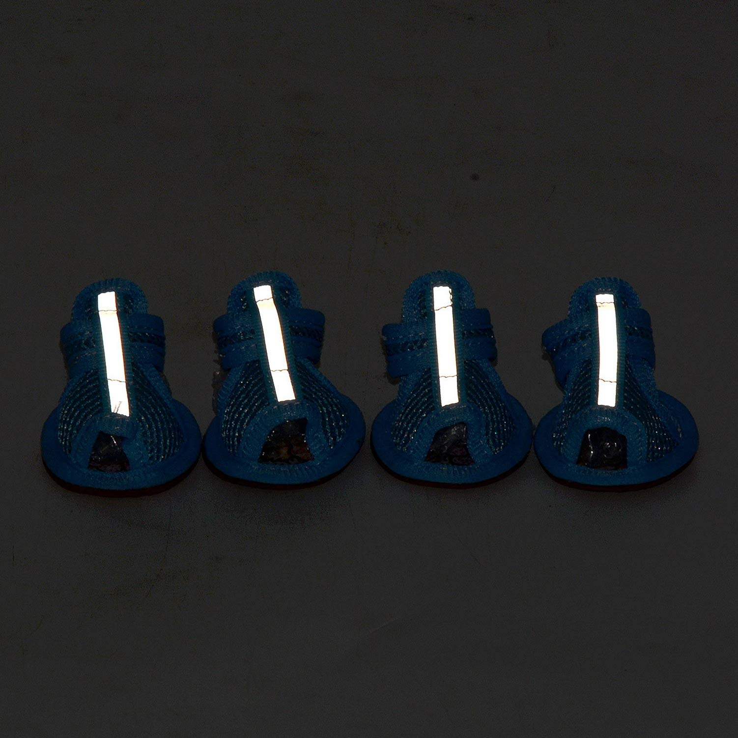 SELMAI Reflective Dog Sandals Pet Shoes Breathable Soft Mesh Anti Skid Doggy Boots for Puppies Paw Protector Soft Rubber Sole for Walking Hot Pavement Nonslip 5 Sizes Leisure Cool Summer Blue 2