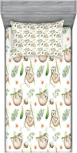 Miniatura 89 de Ambesonne Juego de sábanas bajeras y fundas de almohada de los años 90, patrón geométrico en estilo retro, formas redondas de triángulo de media