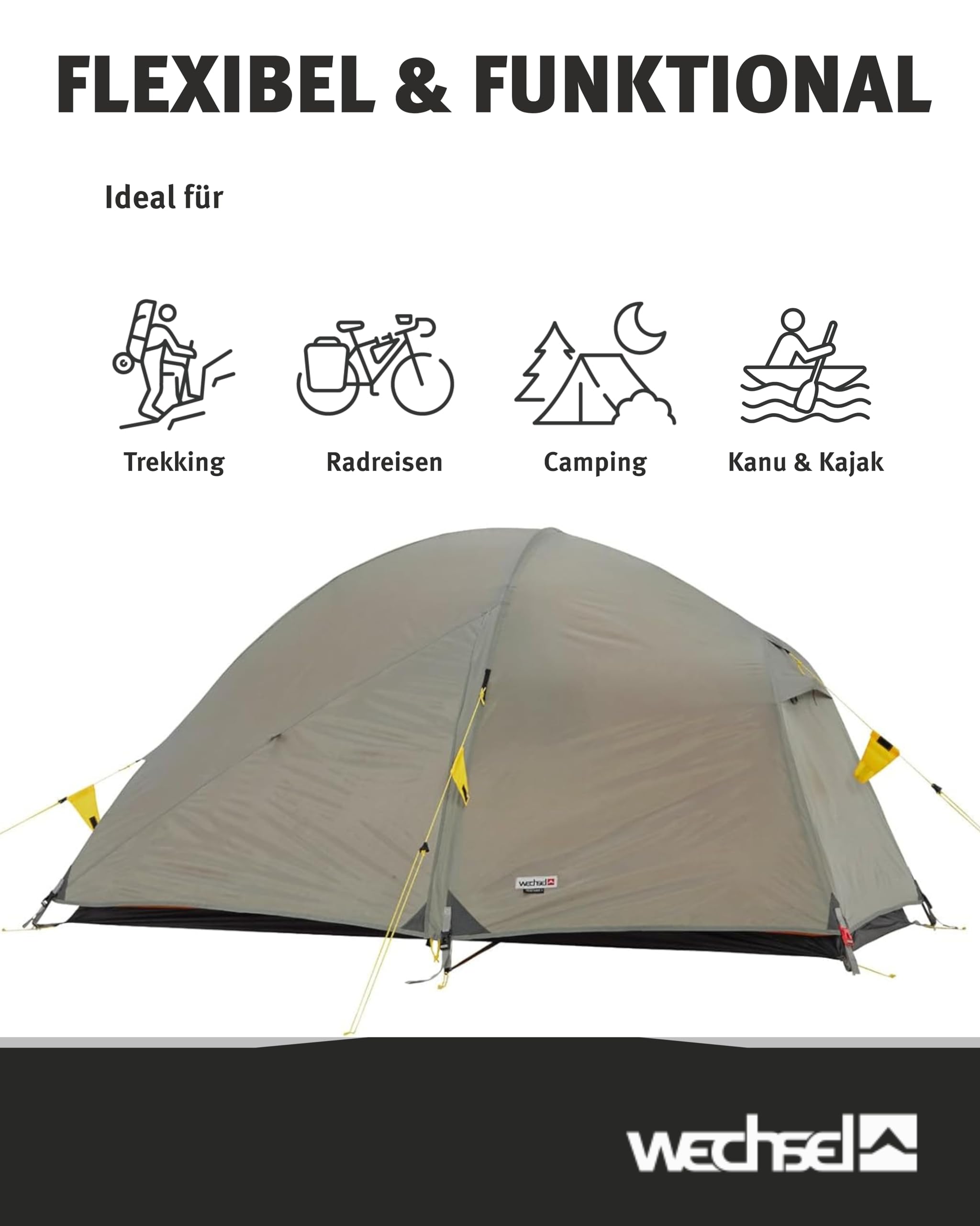 Wechsel Groundsheet Venture 1 I Schwarz I robuste Zelt-Unterlage Boden I Zeltplane wasserdicht mit 7000mm Wassersäule I Bodenplane aus 75D Polyester I Camping-Plane zum Schutz vor Nässe & Schmutz