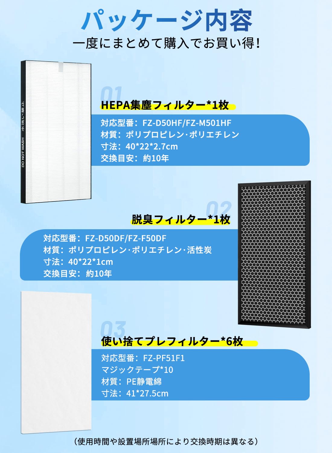Amazon.co.jp: 「シャープ 加湿空気清浄機」に適用フィルター FZ-D50DF