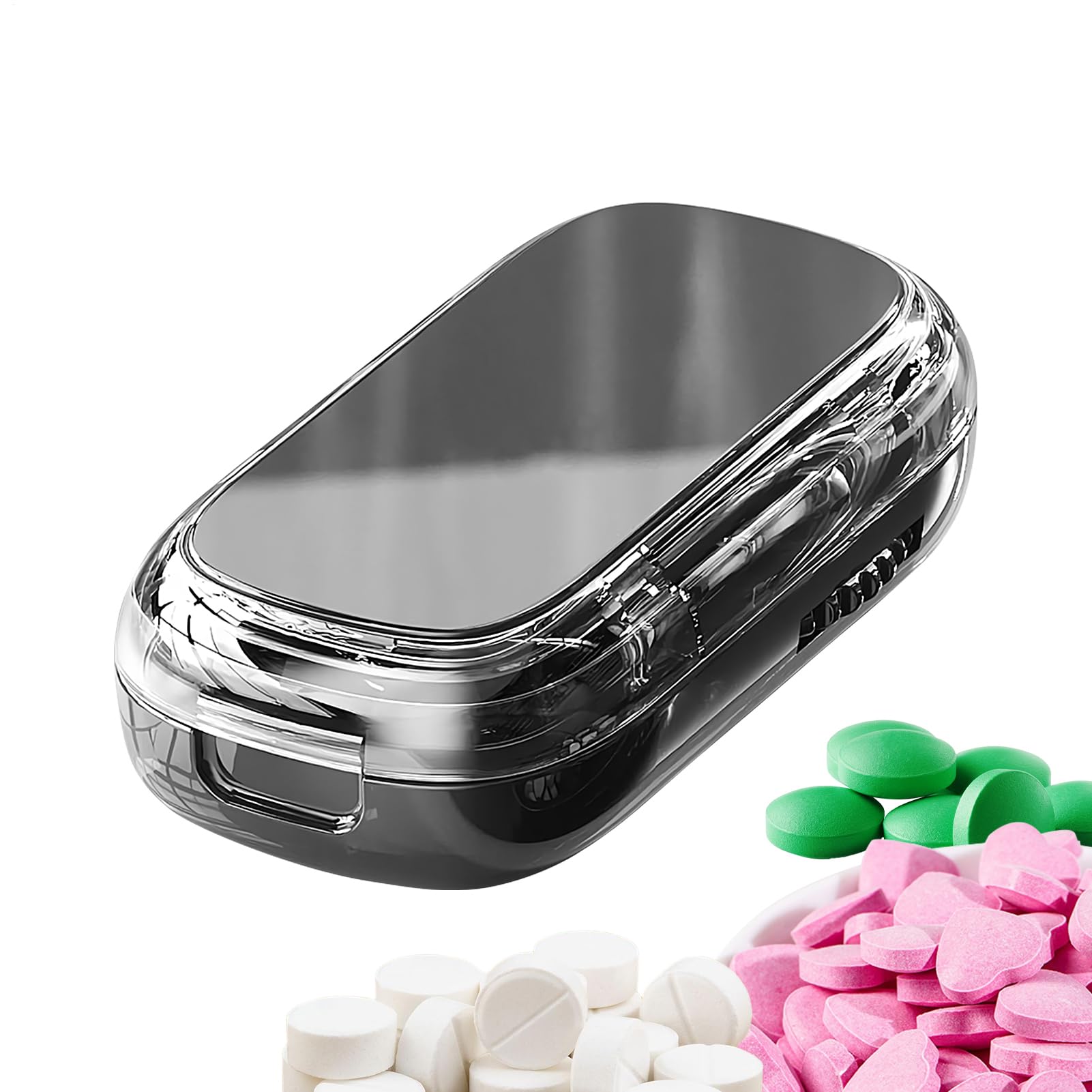 Cortador de Pastillas, Herramienta Portátil para Cortar Comprimidos, Organizador Diario De Medicamentos para Adultos Niños Viajes Trabajo Escuela