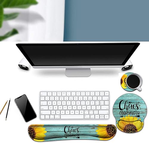 Miniatura 9 de Alfombrilla ergonómica para mouse con soporte de muñeca de gel y reposamuñecas de teclado de espuma viscoelástica, para videojuegos, oficina,