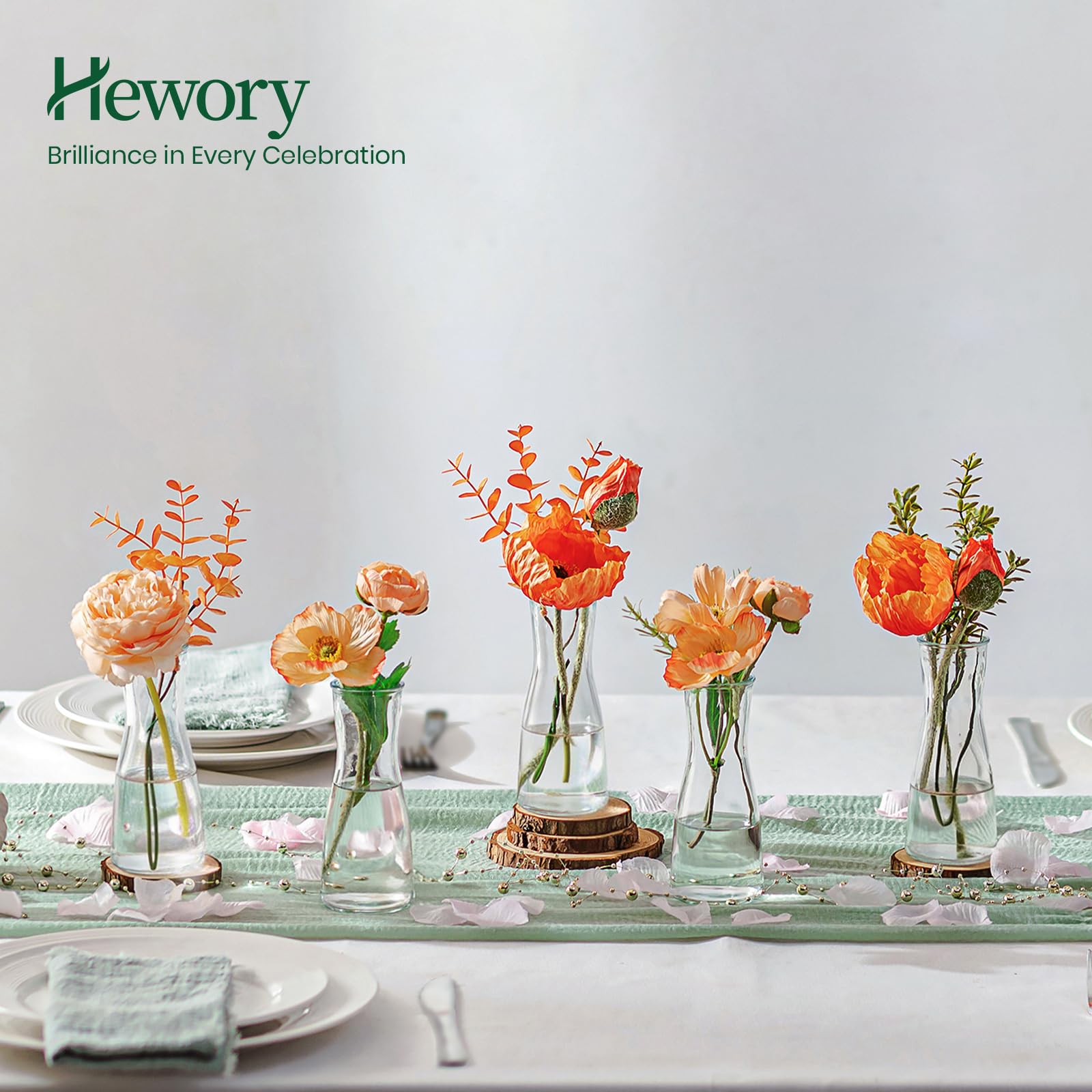 Hewory Glazen knopvazen voor bloemen: 3 cm (B) x 6 cm (H) Mini glazen Hewory Glazen knopvazen voor bloemen: 3 cm (B) x 6 cm (H) Mini glazen