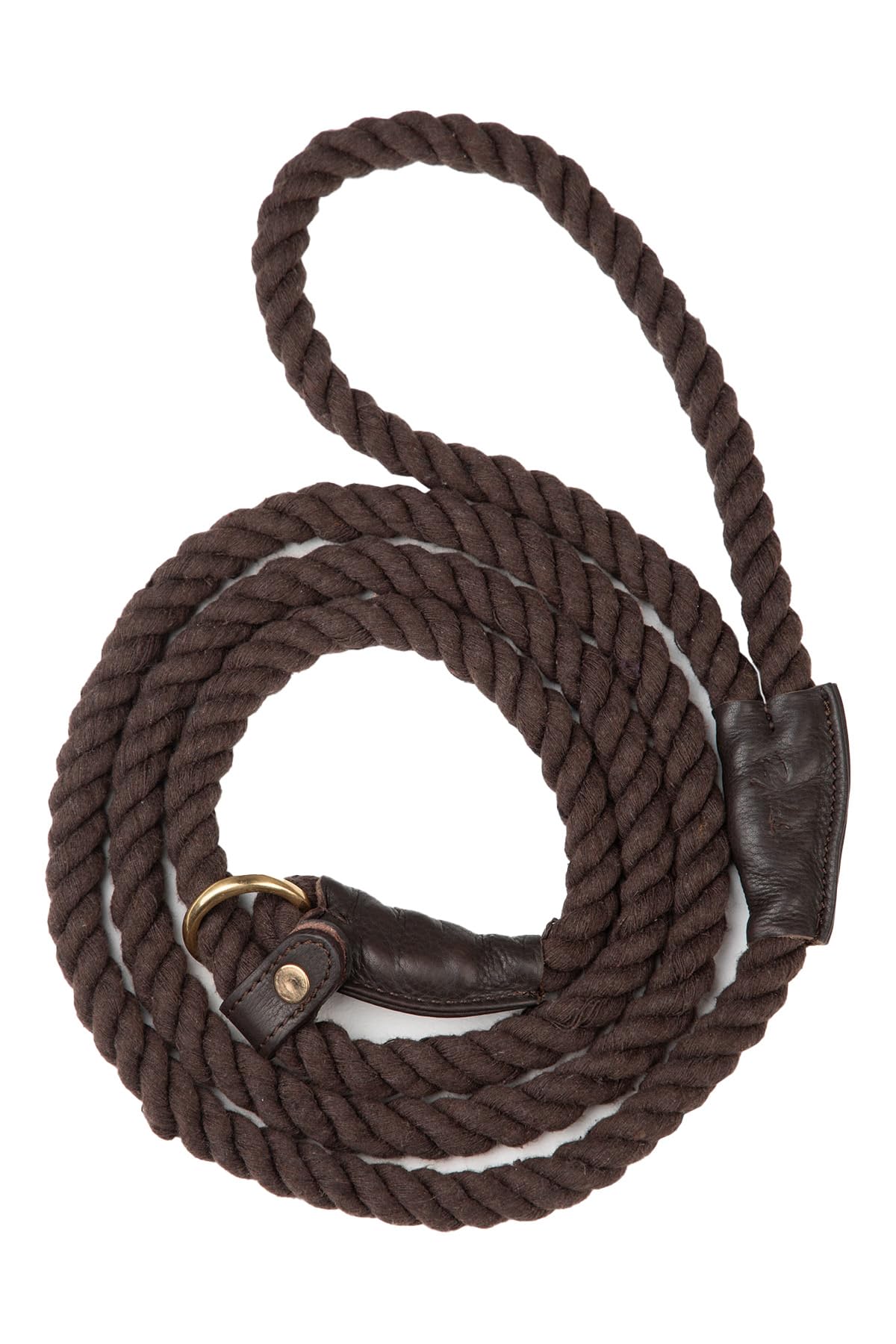 Rope Slip Lead for Dogs Strong Roped Training Slip Leash Pet Puppy Adjustable Cotton Leads (Brown)