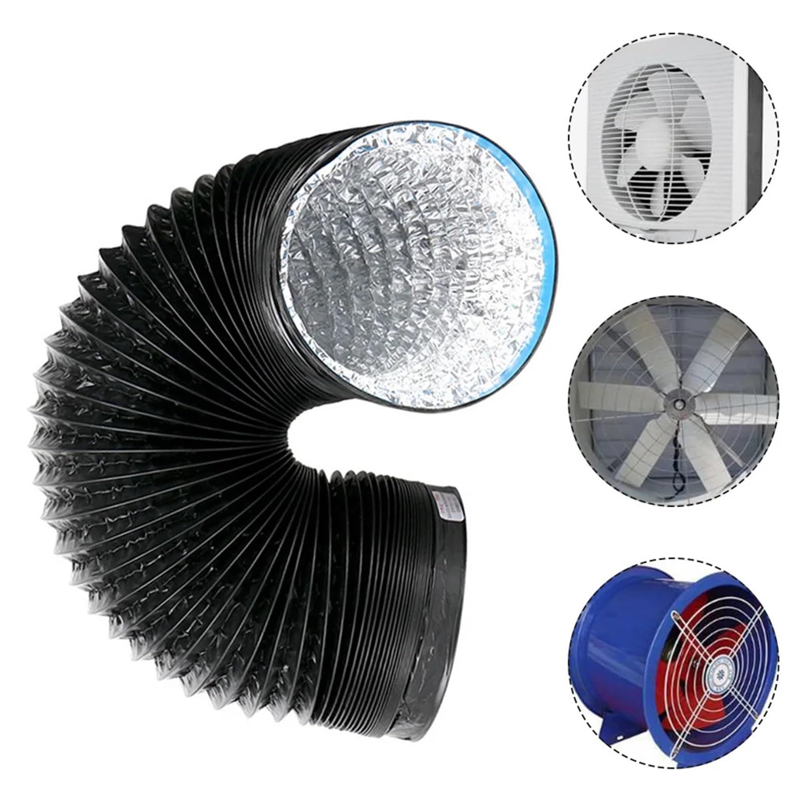 Abluftschlauch Flexibles PVC-Aluminiumfolie-Belüftungsrohr, Küchenabluftschlauch, Abluftkanal, Heimwerker-Sanitär(600cm)