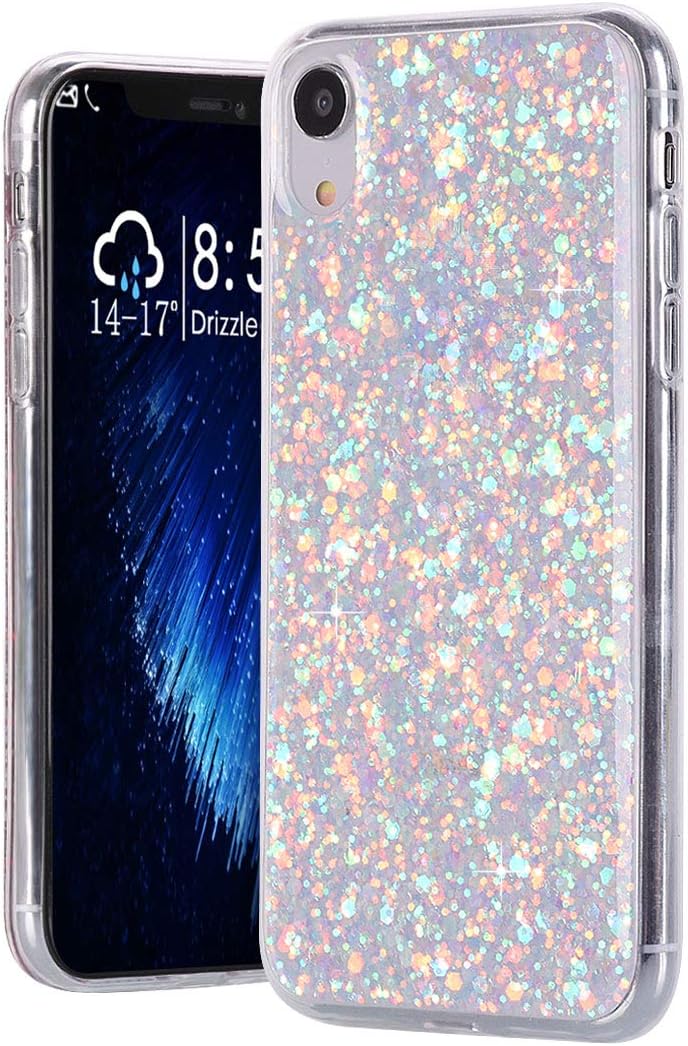 Case for iPhone XR Soft TPU Phone Case for iPhone XR 6.1 Inch, Protection Phone Case Back Cover Ultra-Slim Bling Glitter Case Cover for Apple iPhone XR 2018 for Women, Girls-Purple