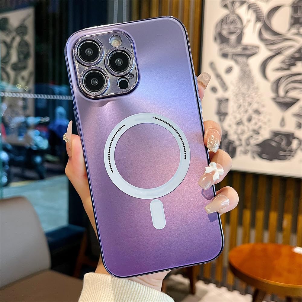 Étuis de téléphone miroir maquillage iPhone 14 Pro Max coque violette