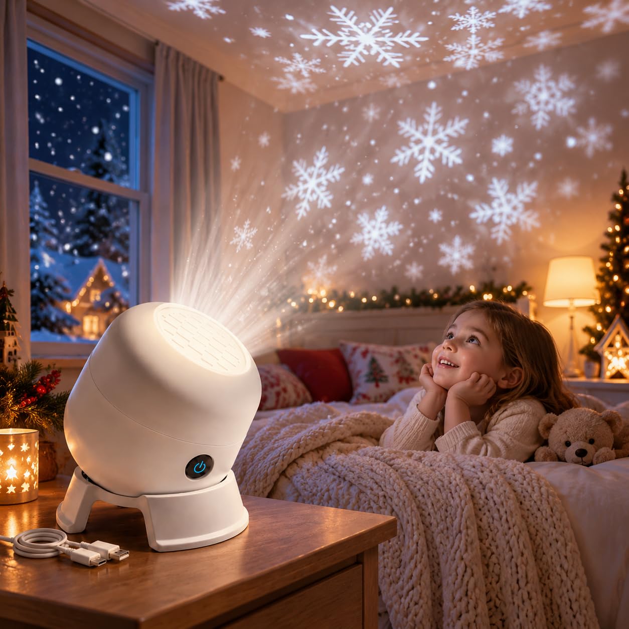 Christmas Projection Light, Kids Night Light Projector for Bedroom