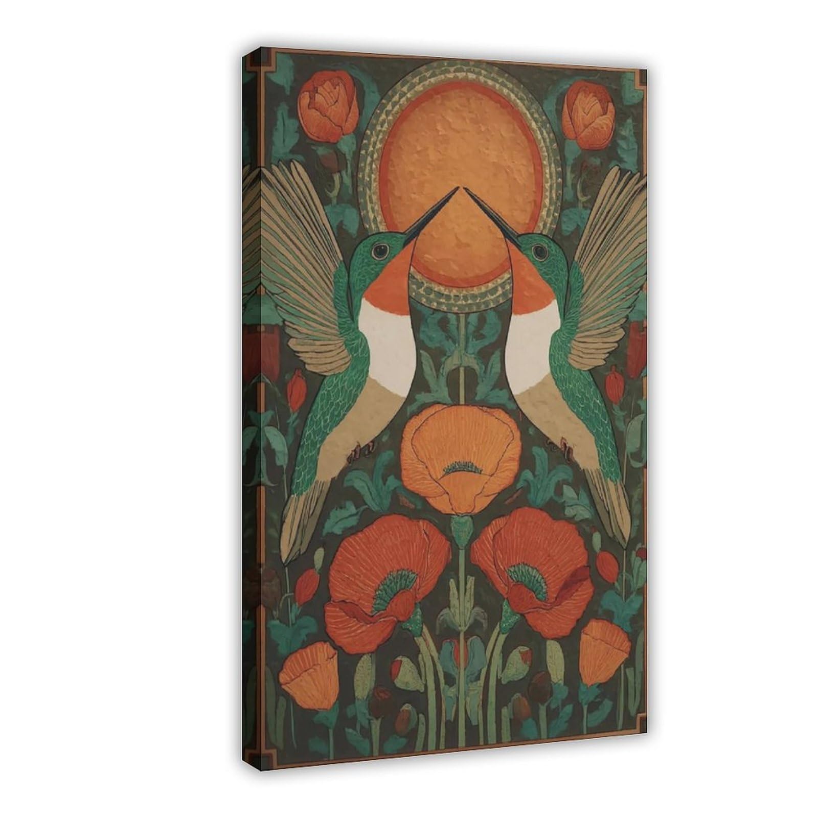 Bareronor Hummingbird Folk Poster Canvas Poster Bedroom Decor Landscape Office Room Decor Gift 24" L X 36" W