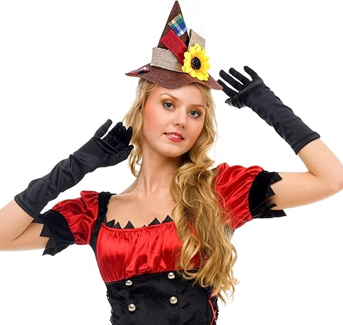 Miniatura 4 de Waydress 2 piezas de sombrero de espantapájaros de Halloween, diadema de fieltro espantapájaros, accesorios de disfraz para mujer, disfraz de
