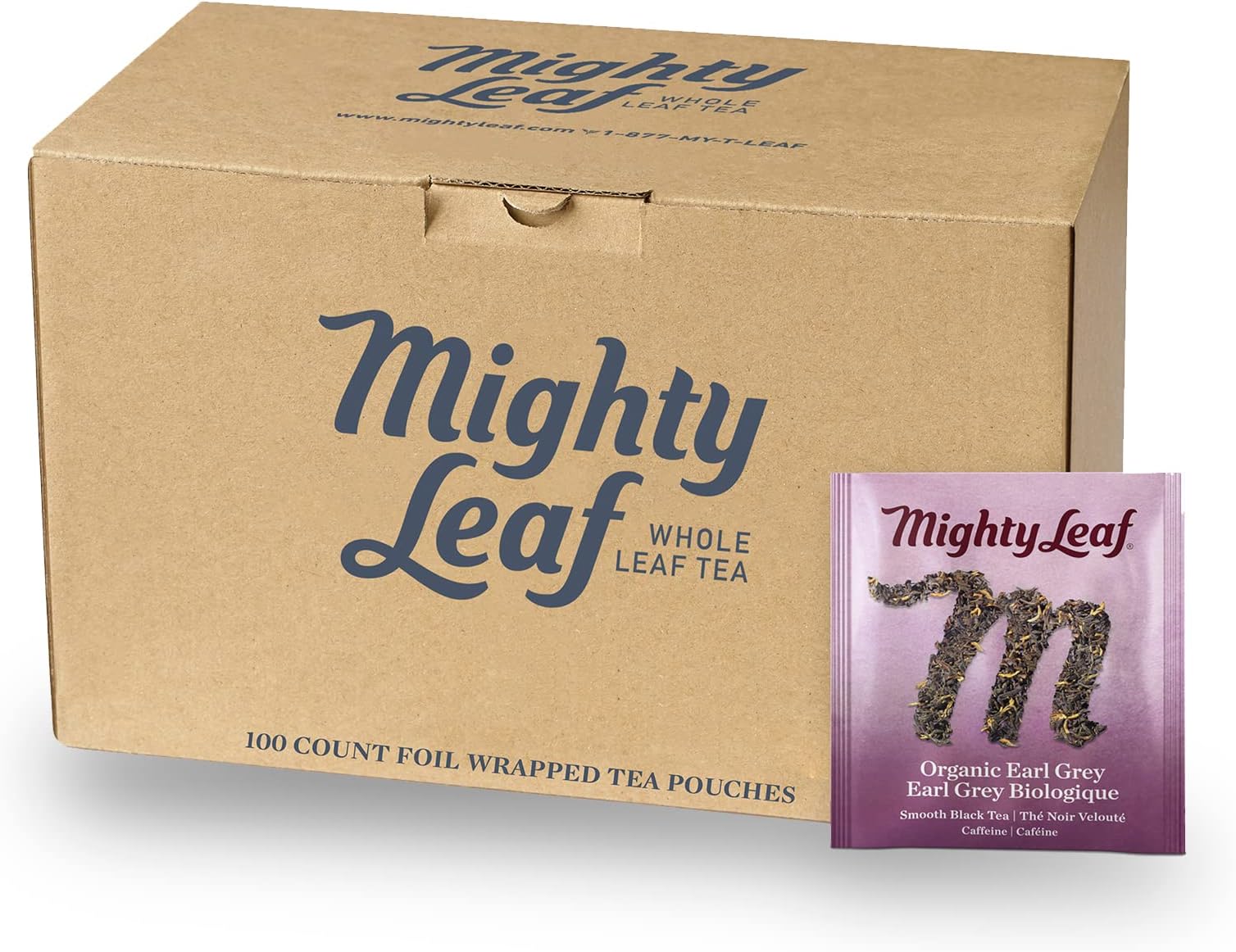 Organic Earl Grey Tea – 100 Count Whole Leaf Tea Pouches – Black Tea with Bergamot – Premium Caffeinated Tea Bags – USDA Organic Certified