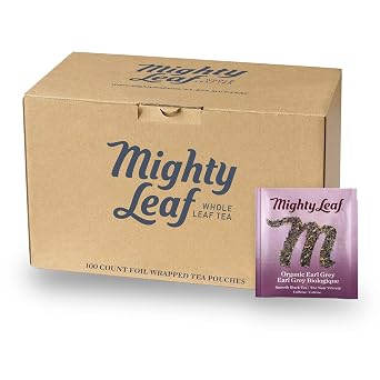 Mighty Leaf Organic Earl Grey Tea 100 Count Whole Leaf Tea Pouches Black Tea with Bergamot Premium Caffeinated Tea Bags USDA Organic Certified