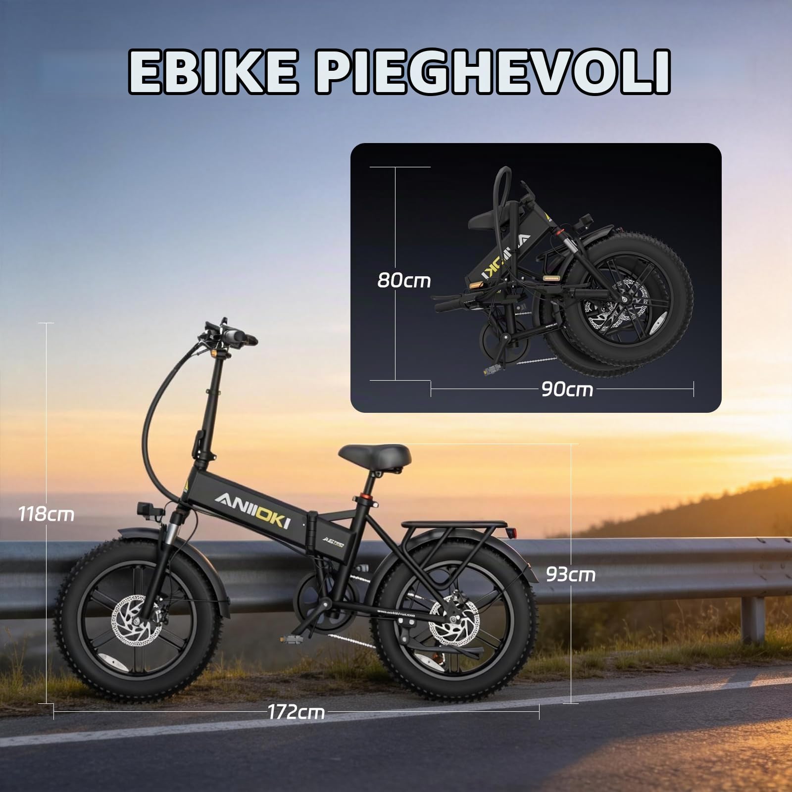 A6 Pro Bici Elettrica Pieghevole, Bicicletta Elettrica da 48V 20Ah Batteria Rimovibile,Velocità Massima 25 km/h, Motore Potente da 250W, Pedalata Assistita per 70-150 km,Gomme 20"×4.0" (Nero)