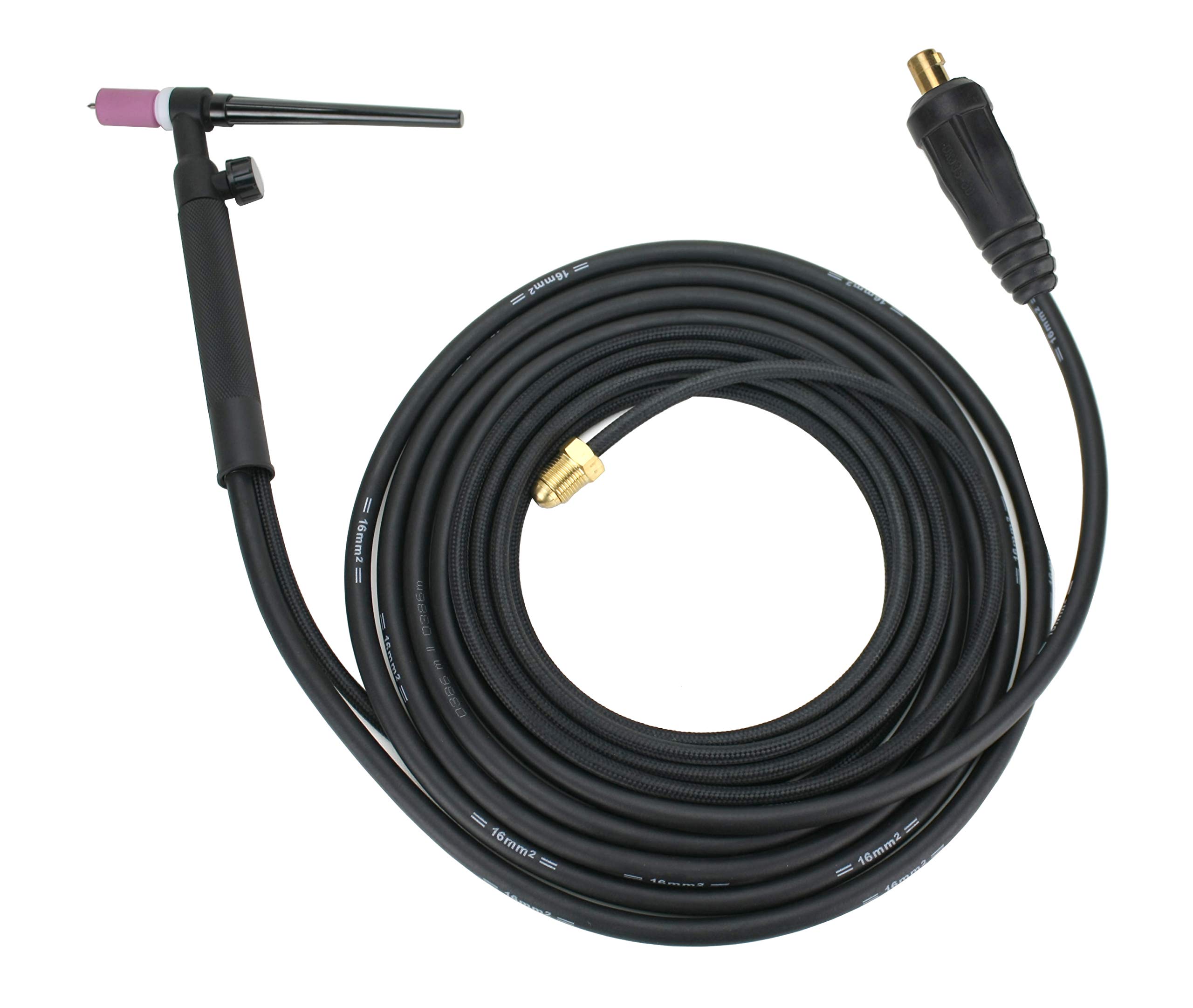 9FV Series - 125 Amp - Air Cooled - Flexible Head TIG Torch with Valve - 25 feet 2-Piece Cable - Dinse 35-70 Connector
