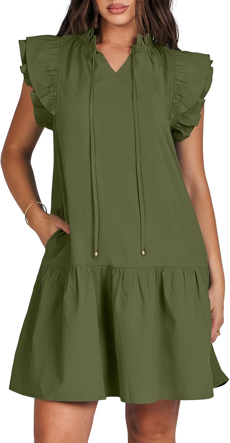 ANRABESS Deep V Neck Short Sleeve Slit Maxi Evening Dress main image 1