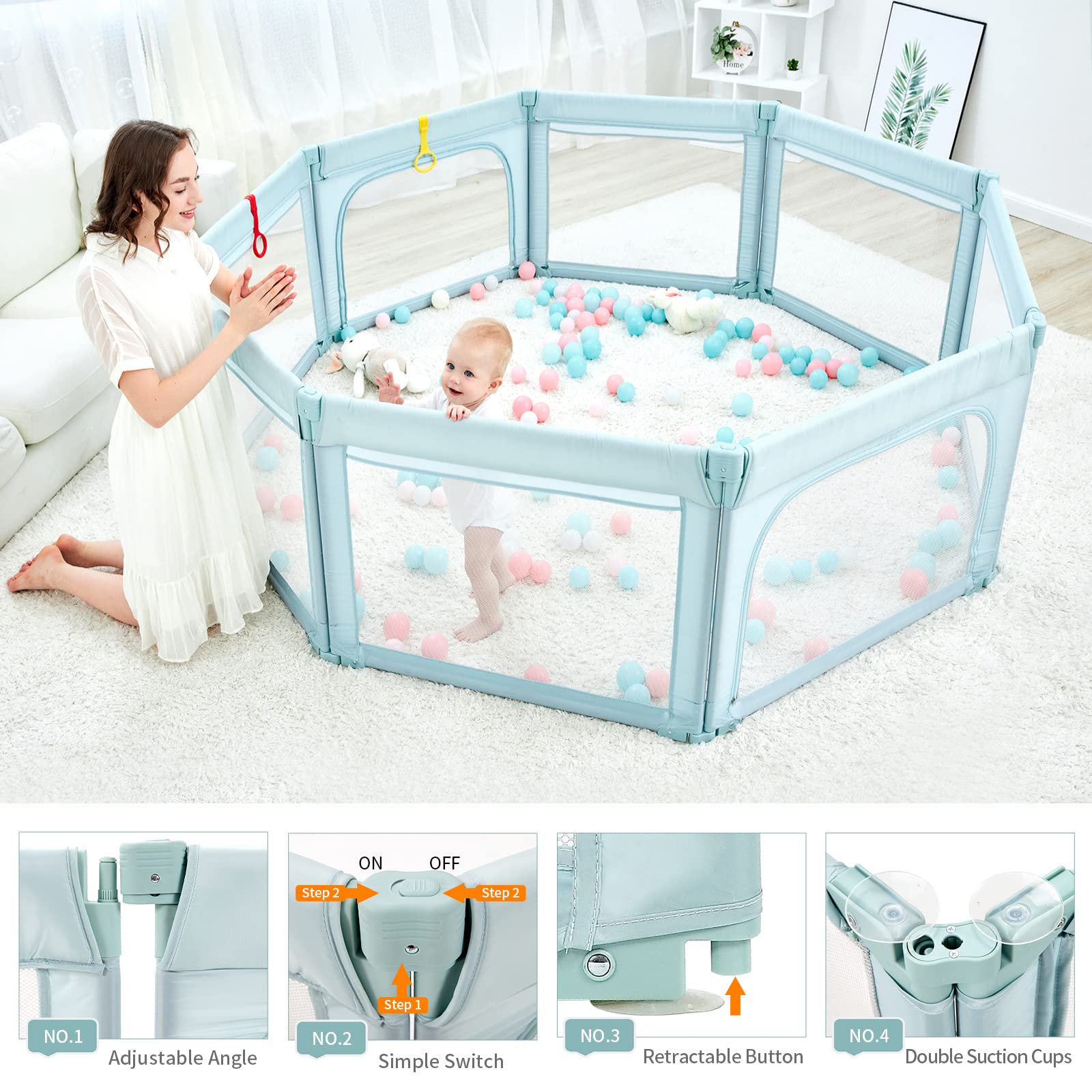Buy Baby Playpen, Extra Large Play Center Yards Play Pens for Babies