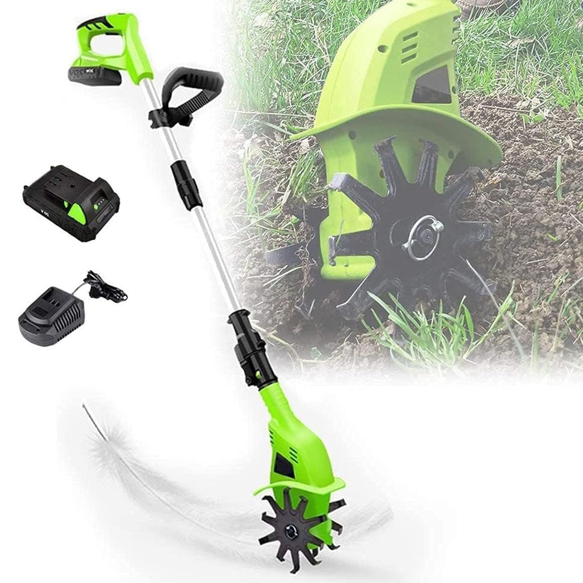 Rotavator sans fil 4000 mAh performant et cultivateur électrique à poignée ergonomique