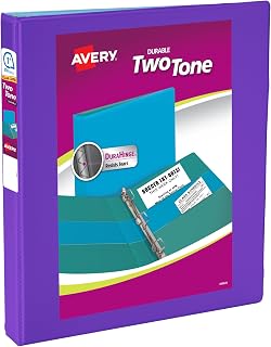 Avery® Two-Tone 3 Ring Binder, 1" Slant Rings, 1 Violet/Blue Binder
