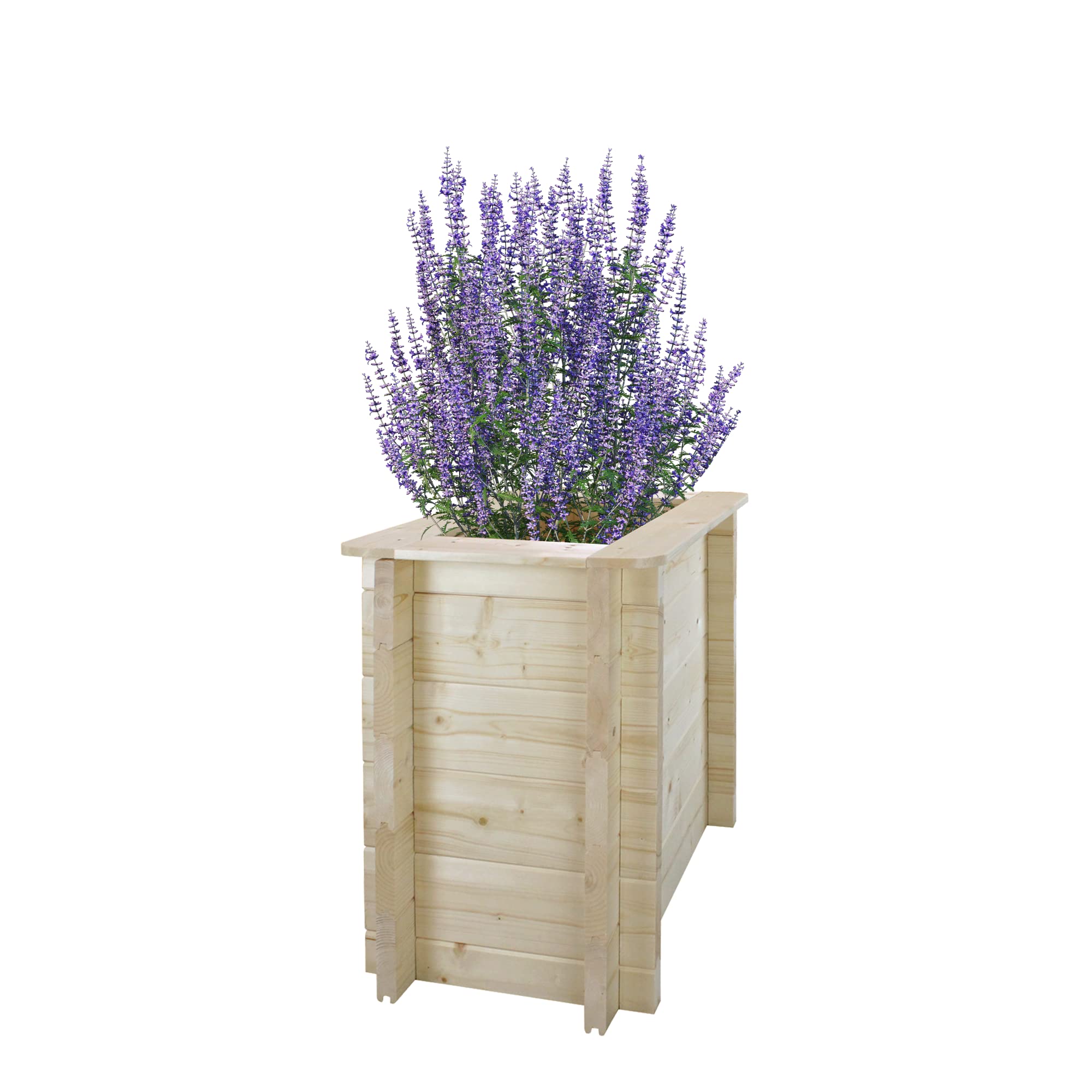 TIMBELA Carre Potager Exterieur Bois - Jardinieres Exterieur pour Jardin, Balcon, Terrasse – pour Fleurs, Herbes aromatiques, Légumes- Bois Massif pin/épicéa 28 mm, 58x38xH57 cm, M611