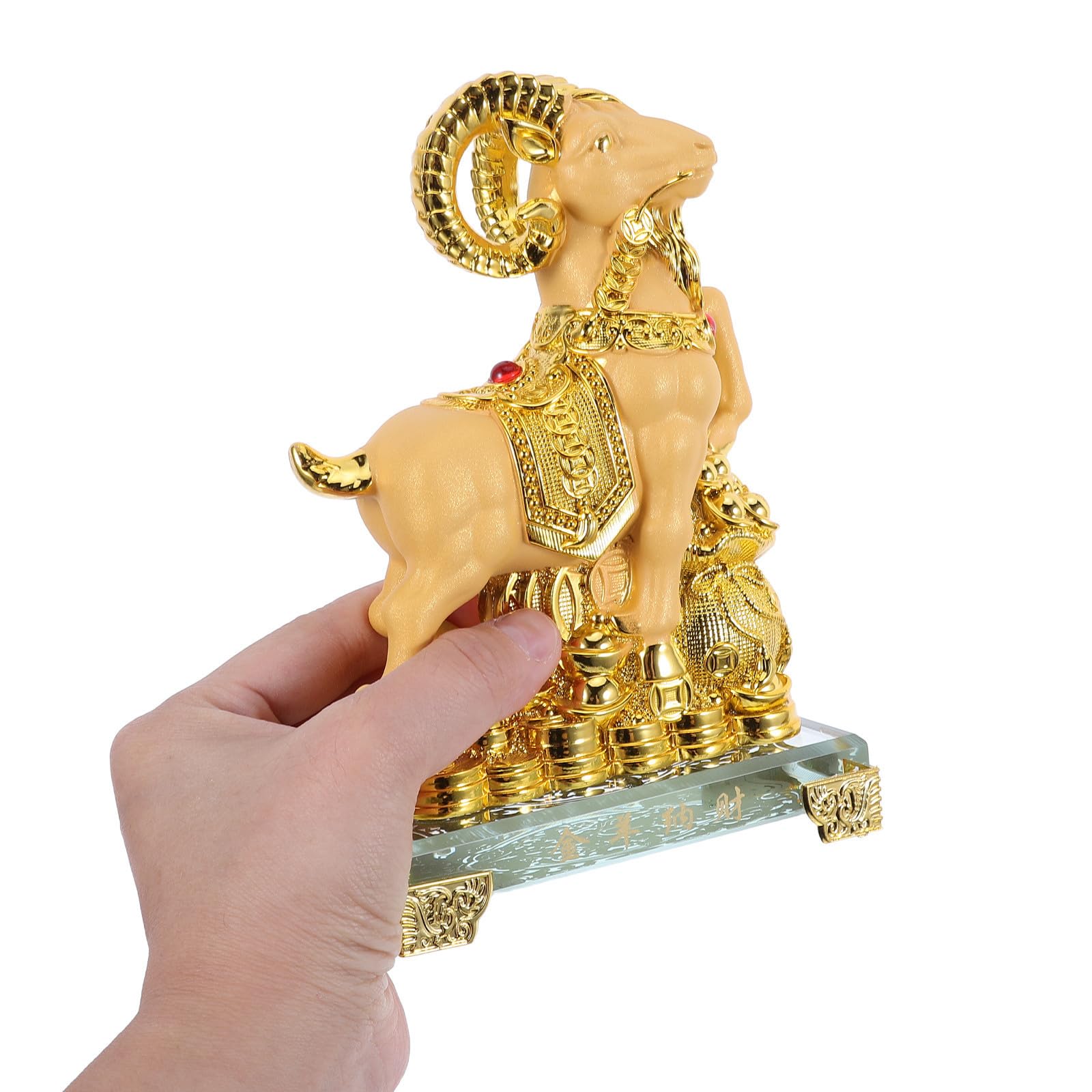 GALPADA Widderfigur mit Barren aus Glas und Kunstharz für Schreibtisch