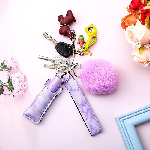 Miniatura 4 de Hicarer Juego de 30 bolsas para lápiz labial con diseño de mármol, incluye llavero y muñequera, bolsa de bálsamo labial estilo mármol y accesorio de