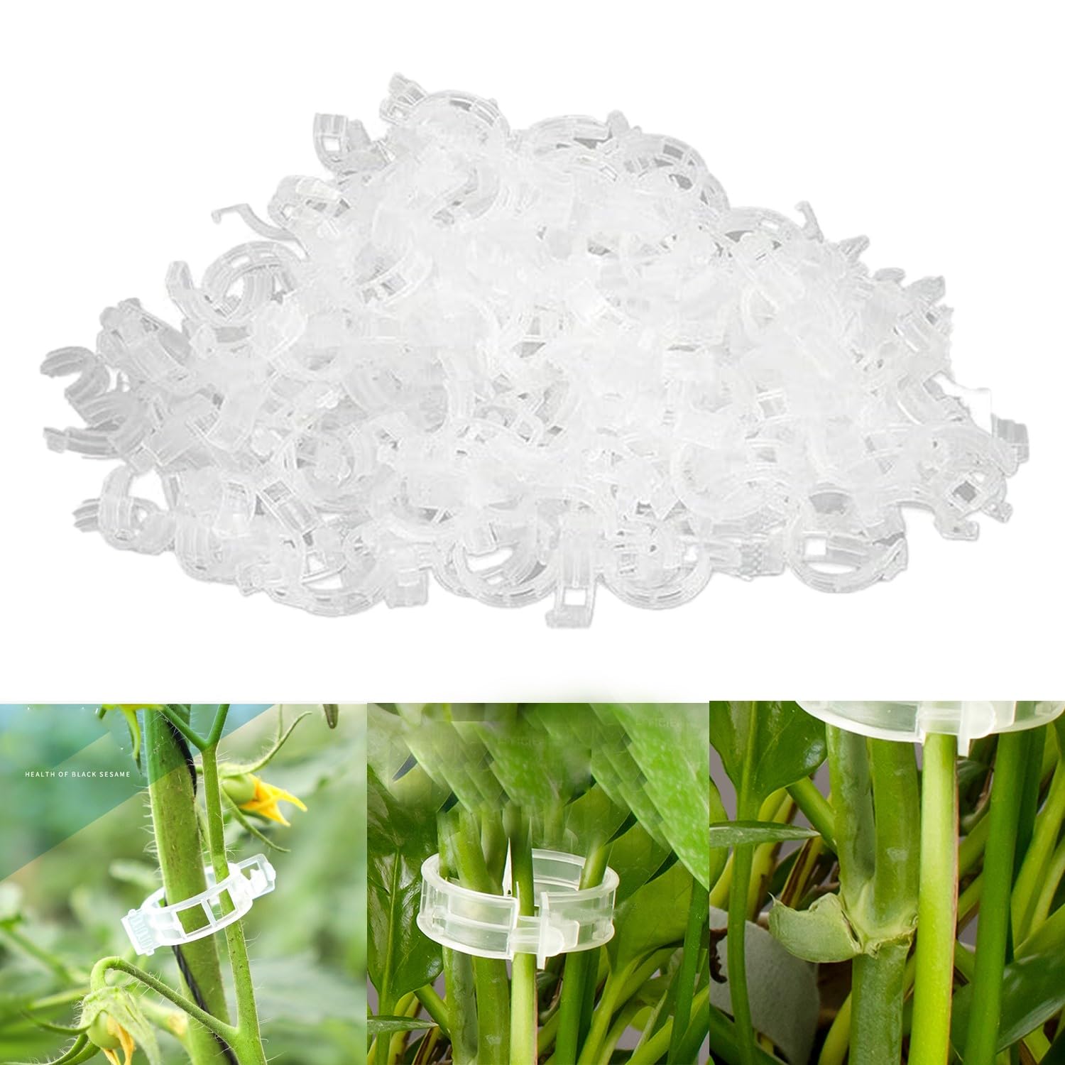 Mifull 200Pcs Plant Support Clips - Reusable Garden Clips - Plant Fixing Clips Tomato Clips - Plastic Plant Clips for Climbing Plants - Plant Support Clips for Tomato Fruit Vegetables Vine (White)
