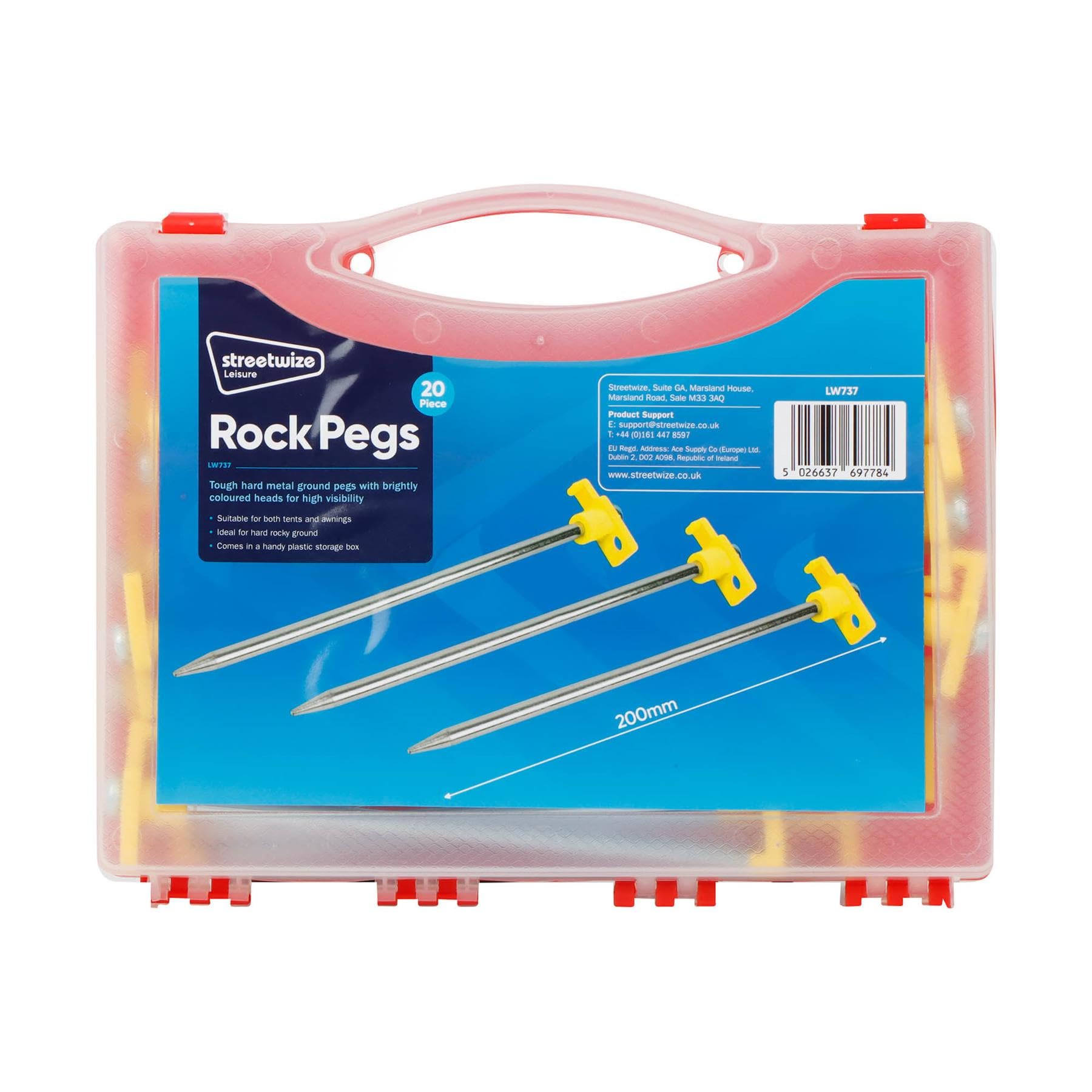 UKB4C 20 Pcs Heavy Duty Tent Pegs Set 7x200mm