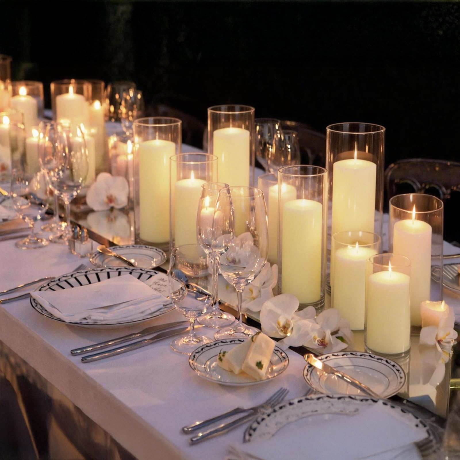 Photo 1 of Veiuwa Ivory Pillar Candles & Glass Holders Set