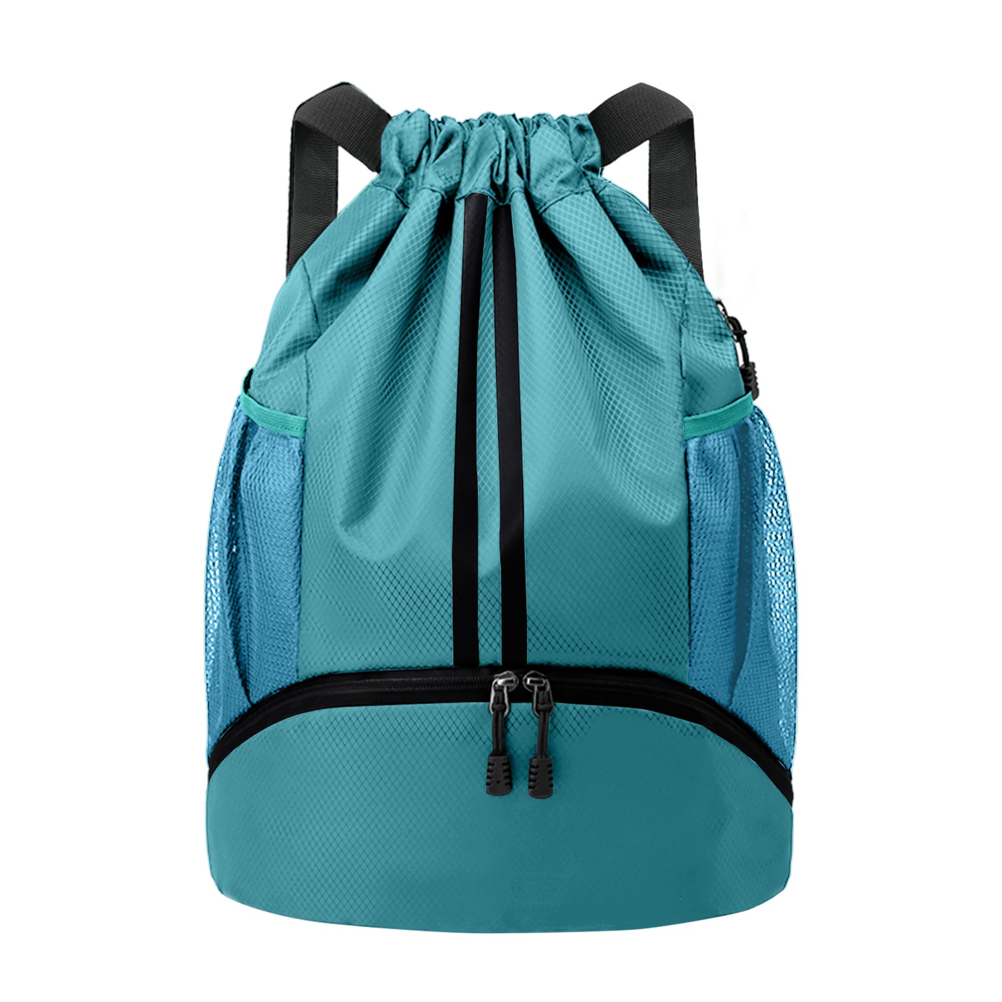 JELUTAR Drawstring Backpack Gym Bag with Shoes Compartment, Teal