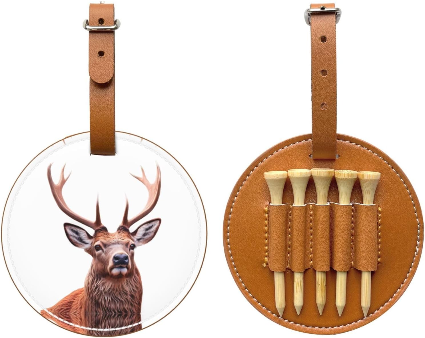 Large Deer Head Brown Golf tee Storage Bag - Easy to Carry Around and More efficient in Playing Golf