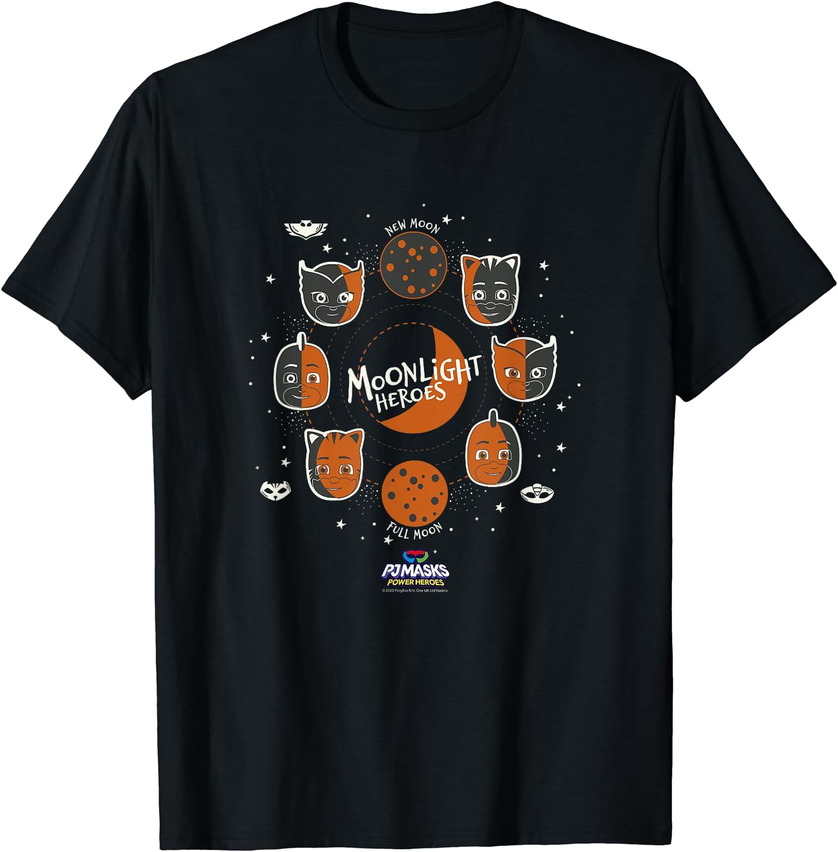 pj masksPower Heroes Halloween Moonlight Heroes Moon Phases T-Shirt