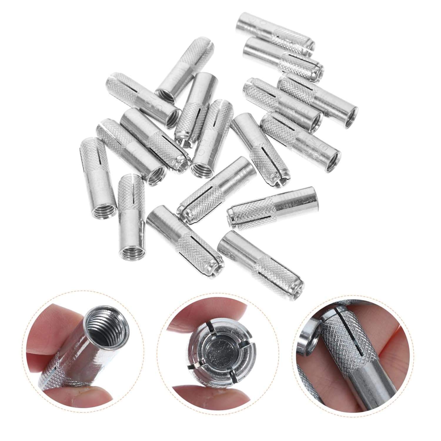 50pcs Professional Concrete Knurled Anchors Carbon Steel Drop Anchors Expansion Screw Bolts