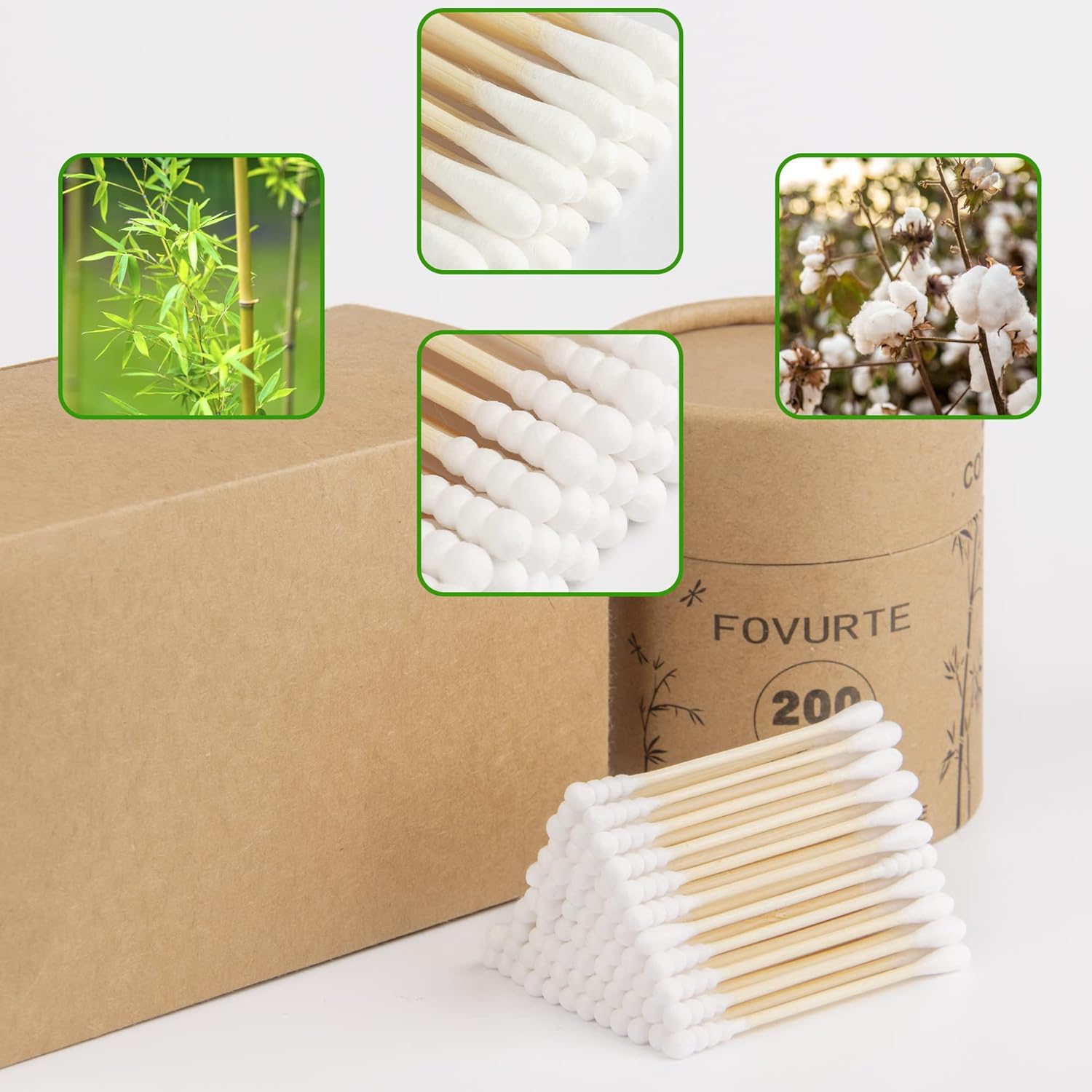 ChicRosa Bamboo Cotton Swabs 400 Count - Spiral/Round qTips Cotton Swab, Organic Wooden Cotton Buds for Ears, Natural Bamboo Ear Sticks Q-Tips for Cleaning, Makeup, Travel (White) : Beauty & Personal Care