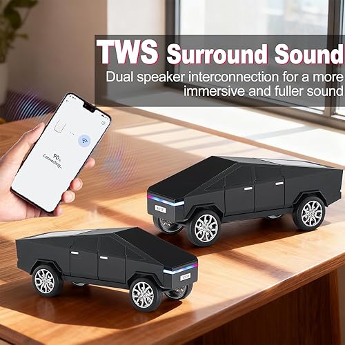 Miniatura 6 de Altavoz Bluetooth con reproducción de camión de estilo futuro con pantalla LED, TWS estéreo, FM, reproducción USBTF, faros LED, micrófono, regalo
