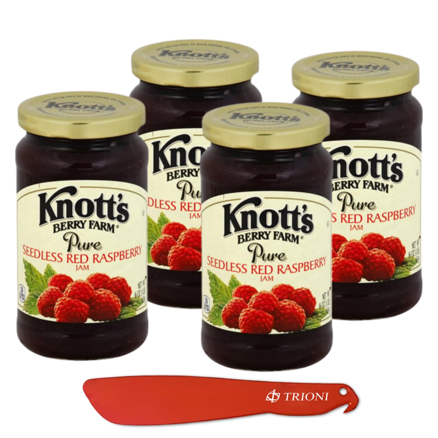 Raspberry Jam Seedless Bundle Includes Four (4) 16 oz Jar of Pure Seedless Red