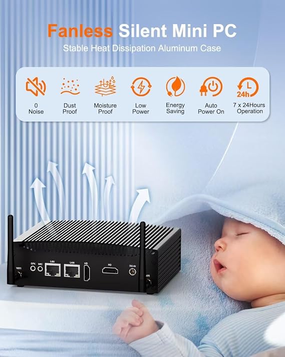 WEIDIAN Fanless PC Mini PC Win 11 Pro 8th Gen i5-8260U(up to 3.9GHz) 32GB DDR4 1TB SSD, Mini Computer 4K 2HD, WiFi5 BT4.2, 8USB, Silent Office Mini Computer for Business Home