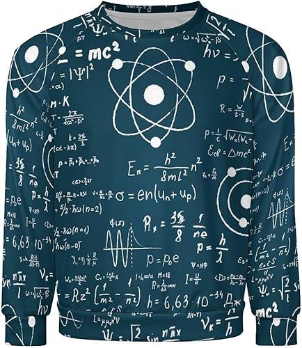 Miniatura 4 de Sudaderas con fórmula científica de matemáticas físicas para hombre, cuello redondo, manga larga, atléticas, camisetas