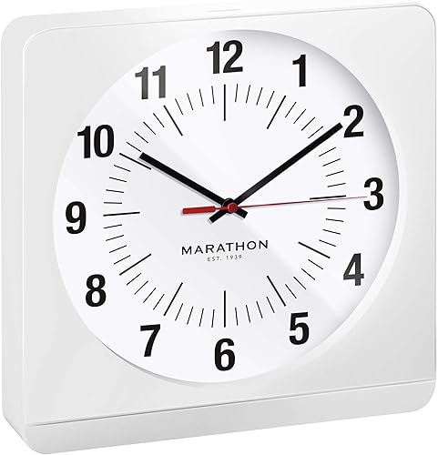 MARATHON Studio Edition Jumbo - Reloj de pared analógico de 12 pulgadas con luz nocturna automática