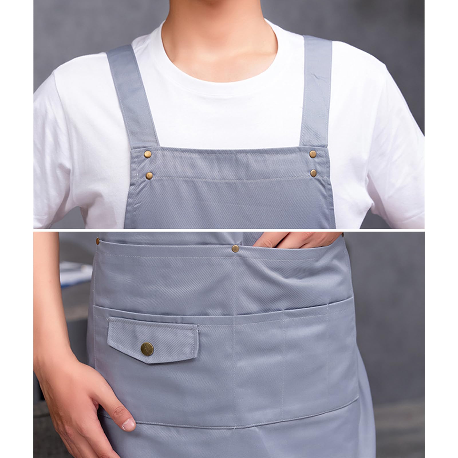 Delantal de Chef para Hombre y Mujer con Bolsillos, Delantal de Camarero para Cocina, Delantal de Cocina para Tienda, jardín, Restaurante, cafetería, Talla única, Verde (Talla única Verde)