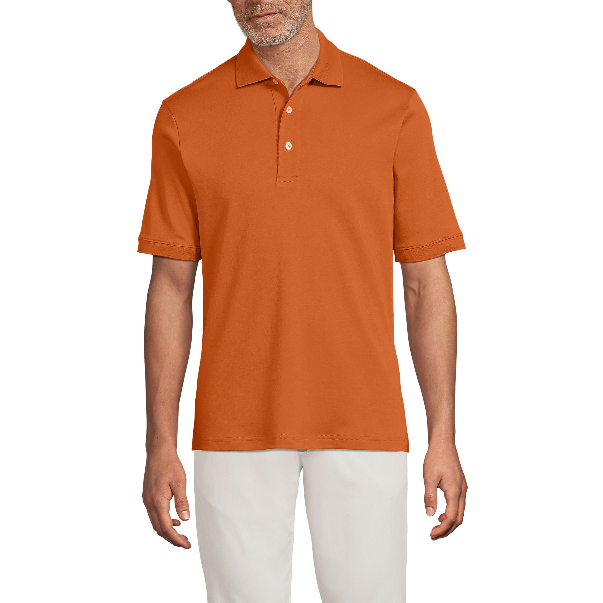 Lands' End Mens Short Sleeve Supima Polo Desert Clay Regular Medium
