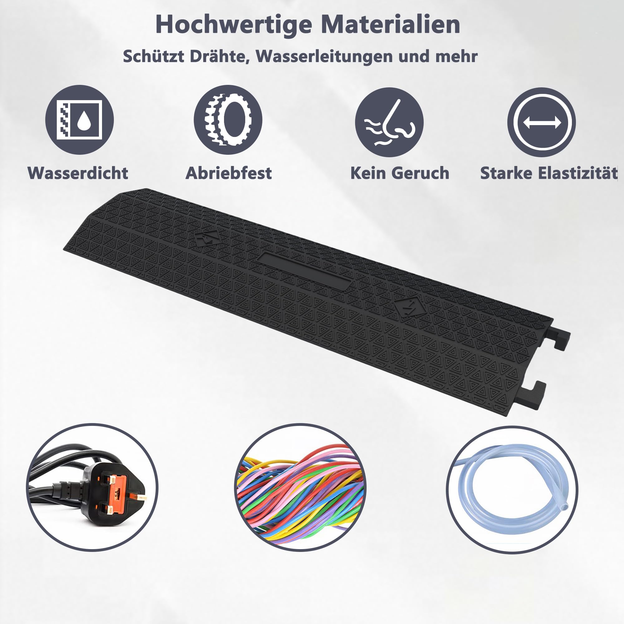 PVC Kabelbrücke,Schwarz,kabelkanal boden,verdrahtungskanal,Kabelschutz und Verhinderung von Stolperfallen (96x27x4 cm(2 Stück))