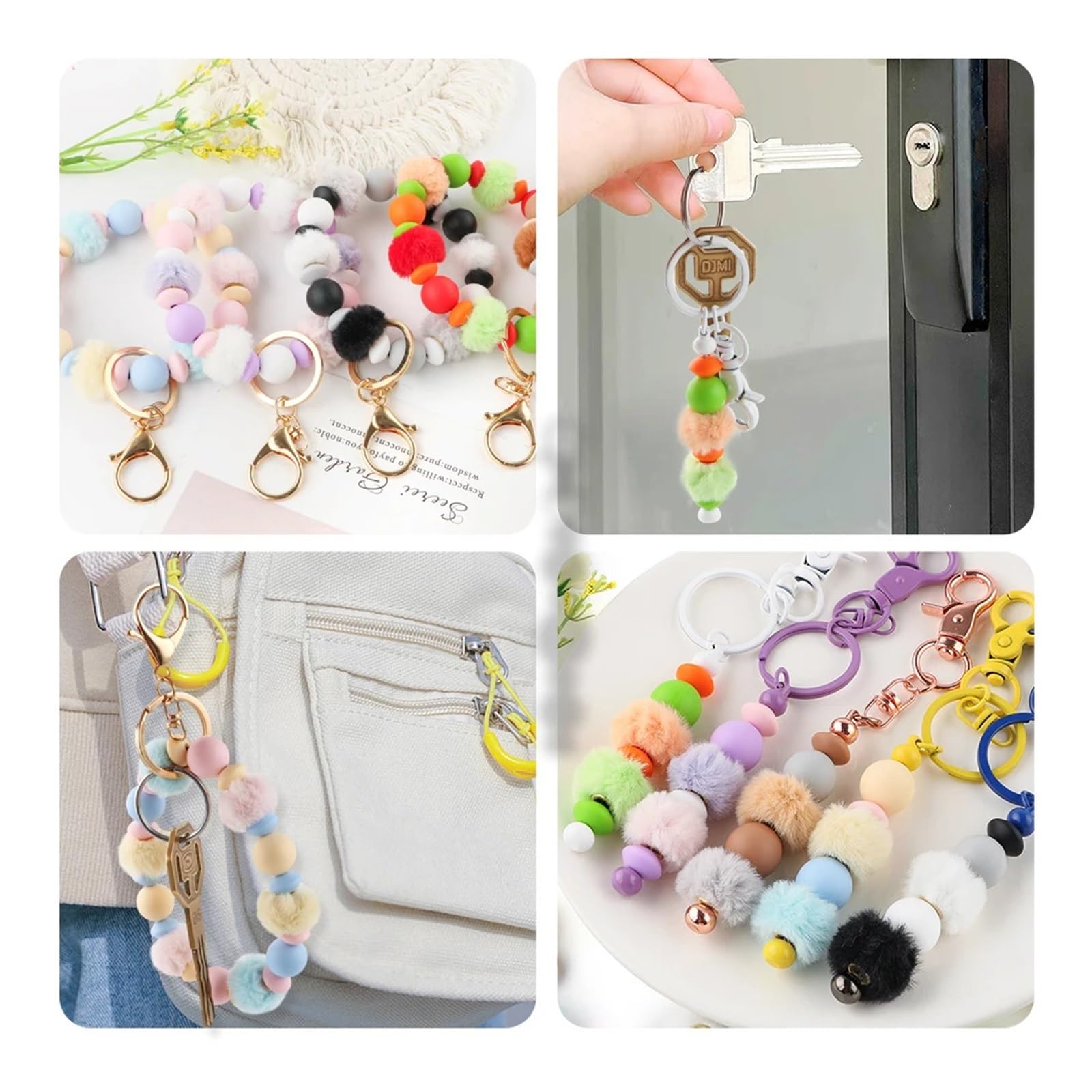 Pom Pom Perlen 57 teile/beutel Plüsch Fell Bedeckt Ball Perlen Runde Linsen Sets DIY Pompom Ohrringe Armband Halskette for Schmuck Machen(Set 2)