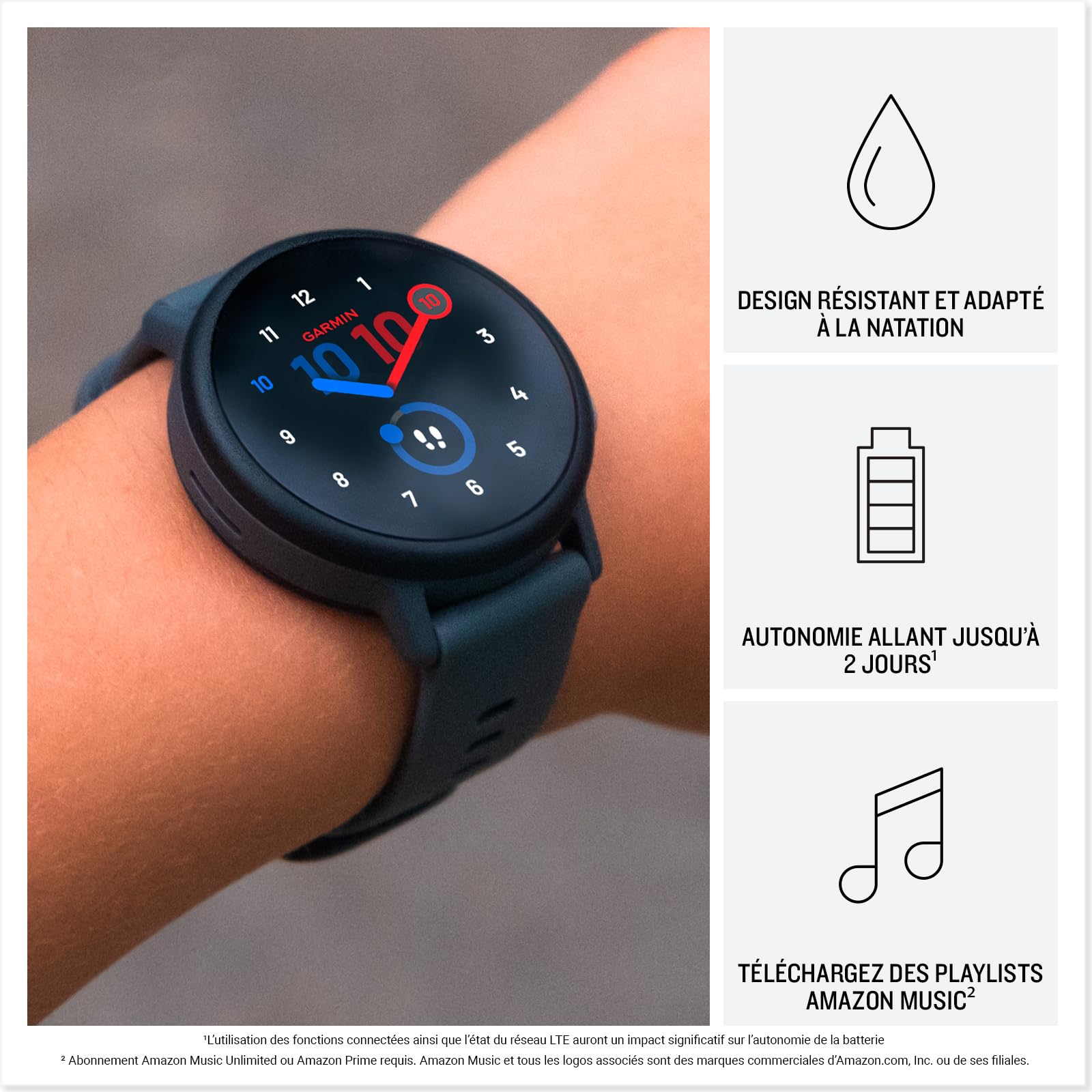 Garmin Bounce 2 - Montre connectée pour Enfants avec appels, Messages et géolocalisation - Violet Clair