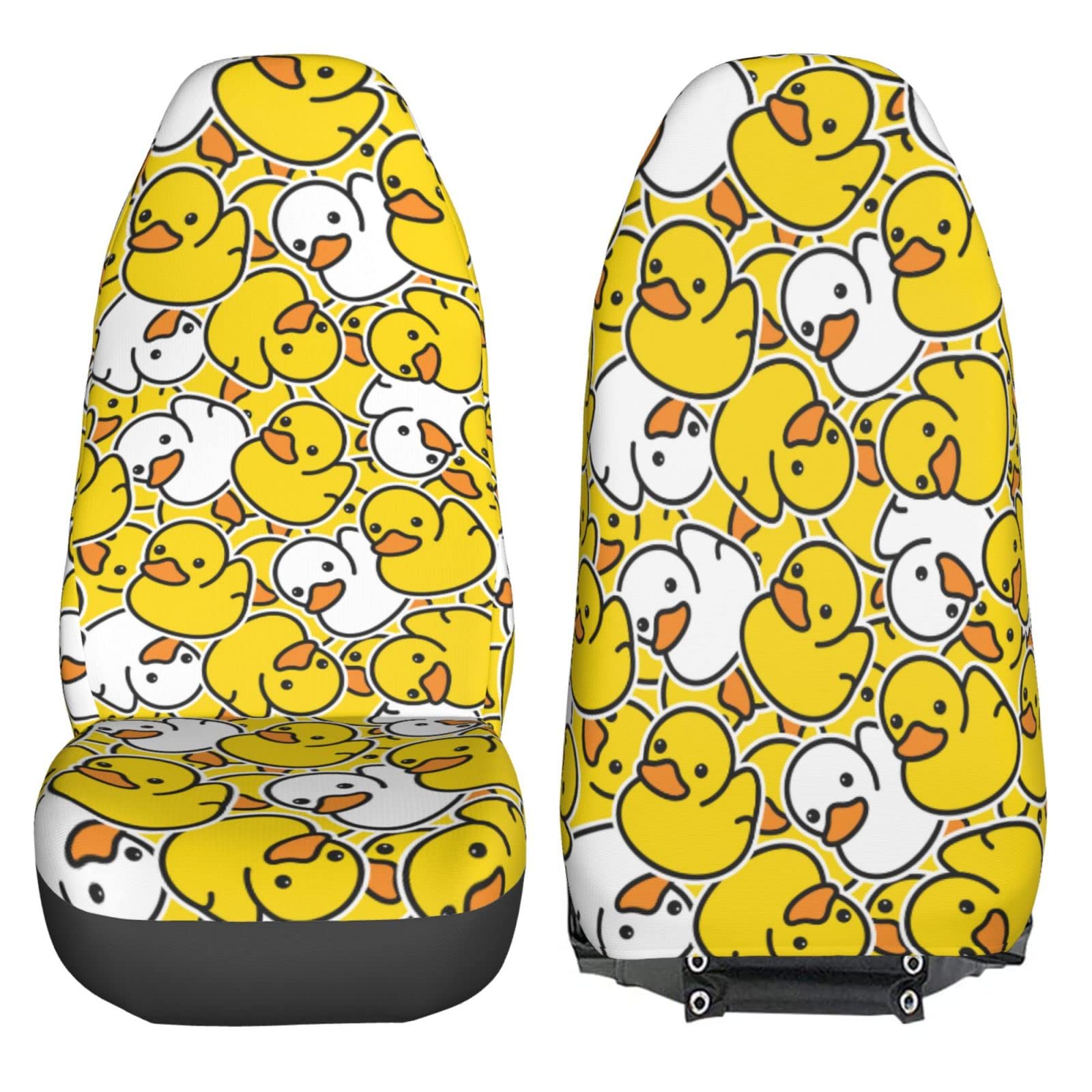 Dujiea Yellow Cartoon Duck Car Front Seat Covers 2 Pcs Universal Auto Seat Covers Front Seats Only, Vehicle Bucket Seat Protectors Fit for Most Car SUV Sedan and Truck