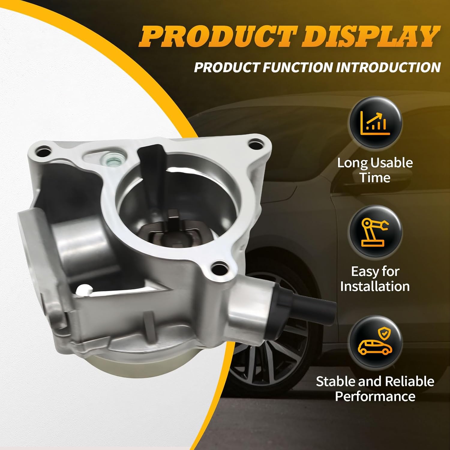Brake Booster Vacuum Pump Compatible with 2008-2013 2015 A3 2008-2014 GTI 2008-2012 Jetta 2009-2015 CC 2009-2015 Eos Engine 1.8L 2.0L Replace 06H145100AD 06H145100AK