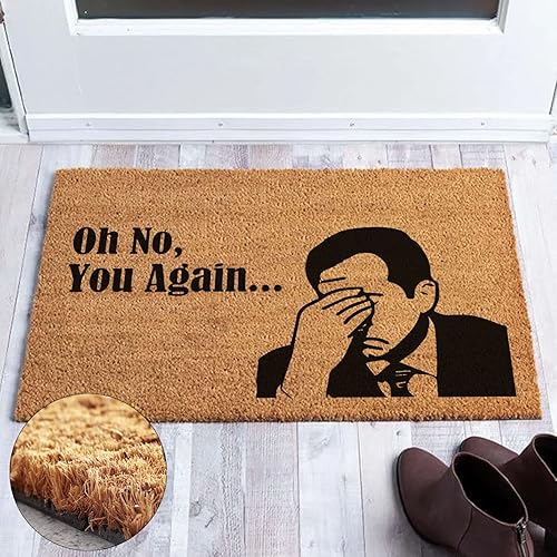 Vista 2 de Felpudo divertido de fibra de coco "Oh No You Again" Scott TV, oficina, decoración de porche delantero, respaldo de PVC resistente, antideslizante