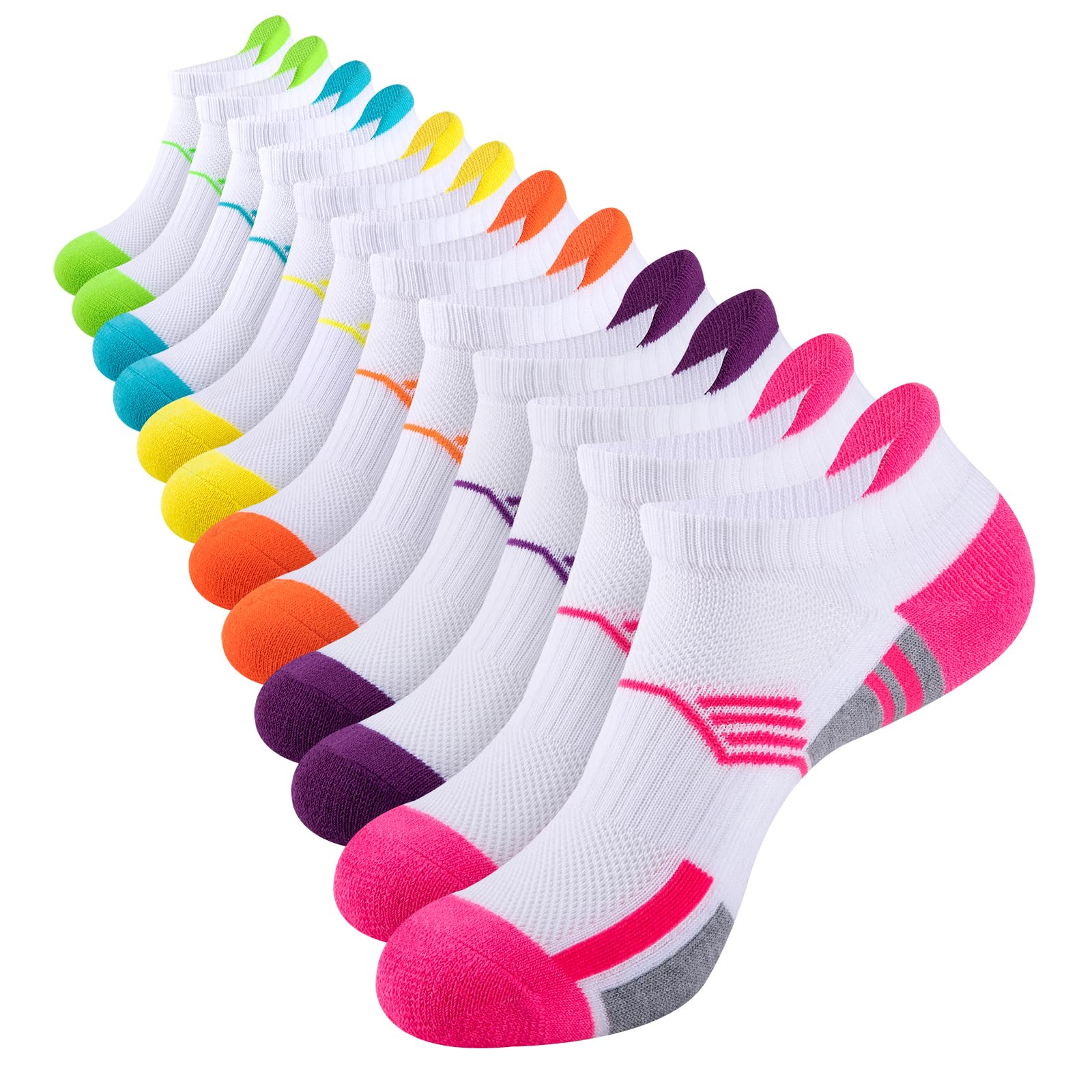 COOVAN Ankle Socks Womens Athletic Low Cut Thick Cushioned Running Socks with Tab 6 Pairs